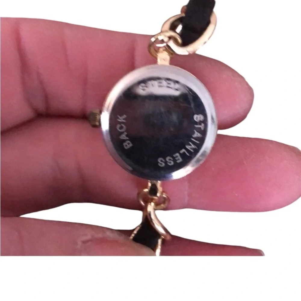Quartz Black chain Wrap Watch gold and suede w/ lobster clasp